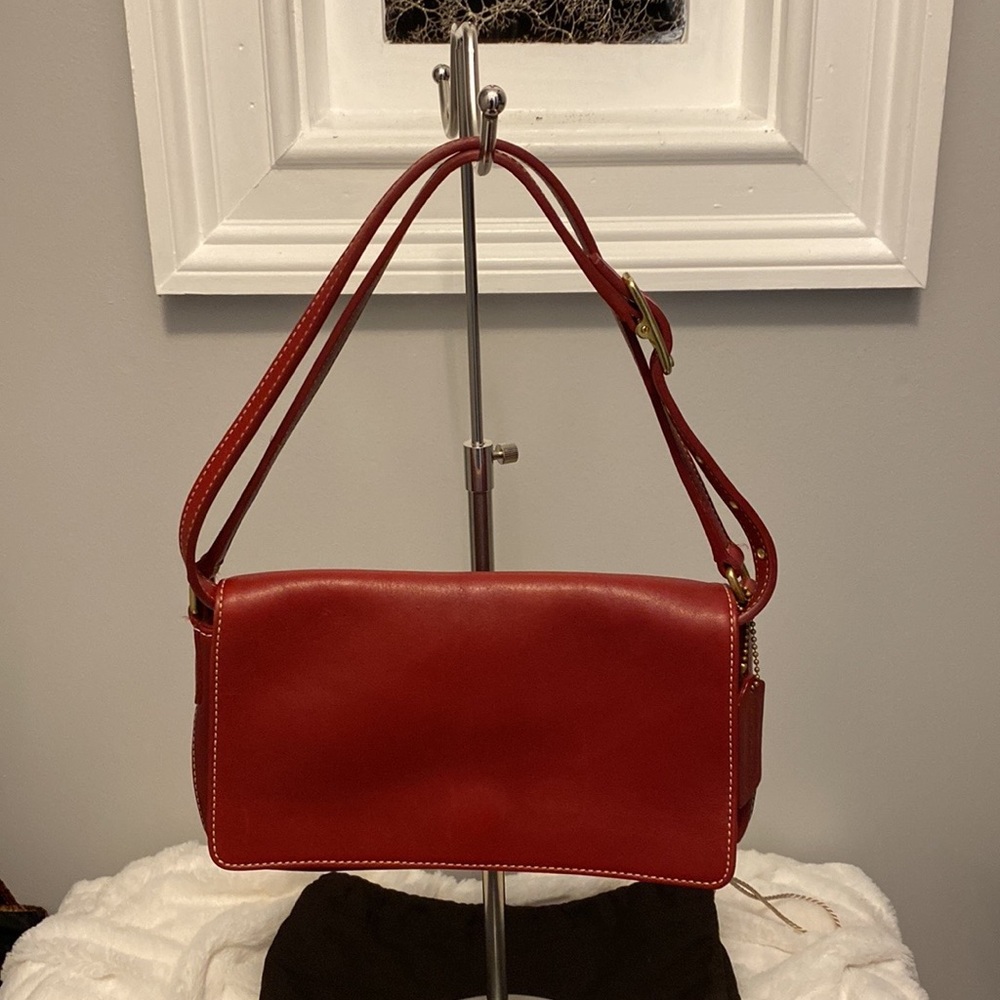 Coach Vintage Red Leather Flap Crossbody Bag